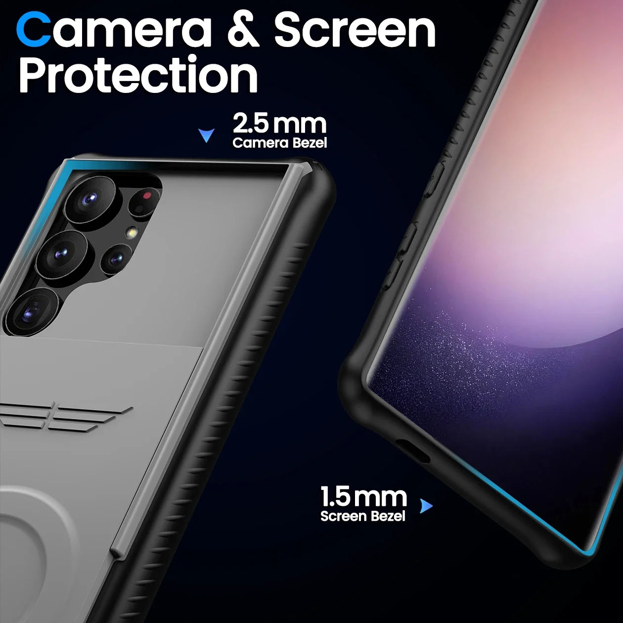 for Samsung Galaxy S24 Ultra Case with Camera Cover Built-in Slide Camera Protection Shockproof with Magnetic Charging Cover