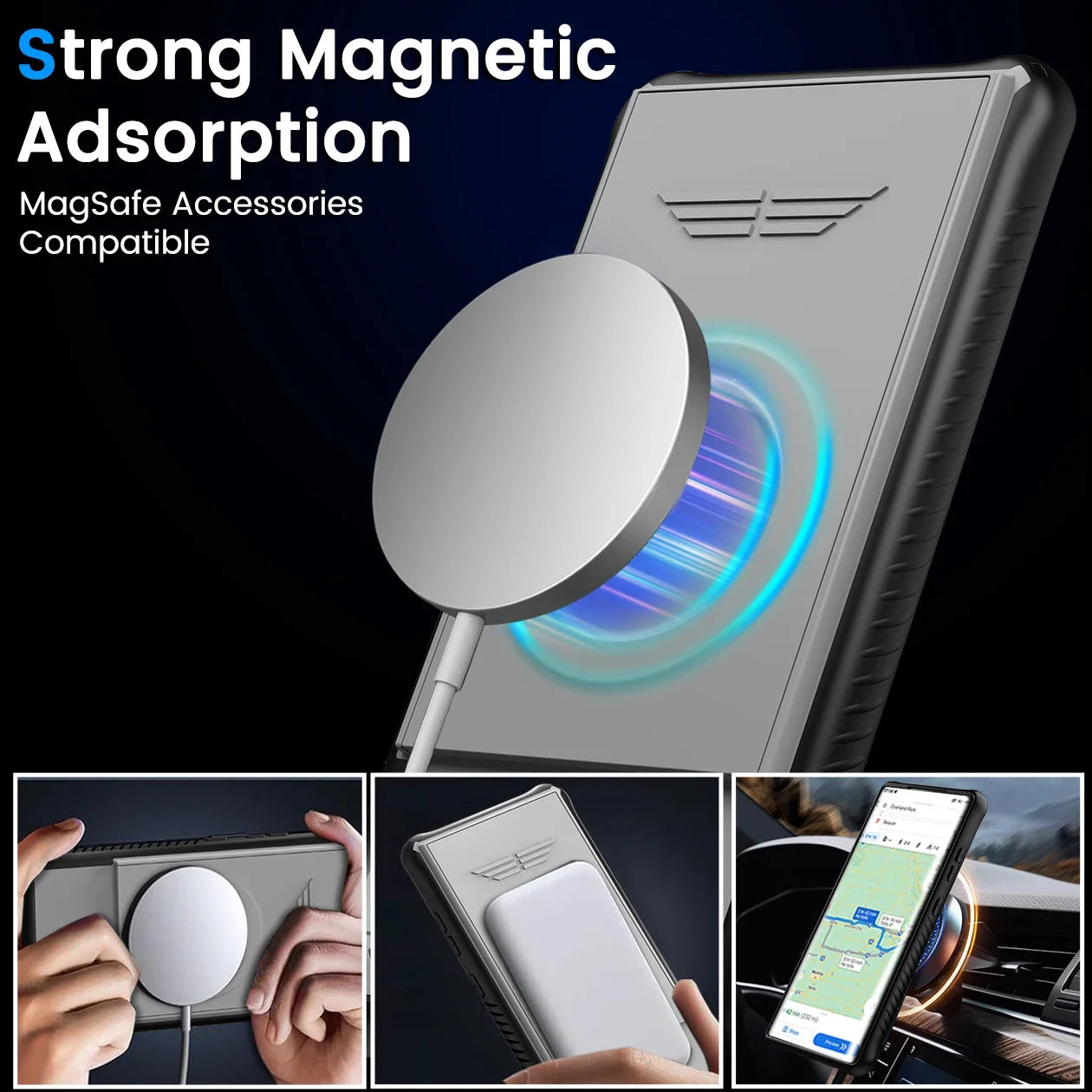 for Samsung Galaxy S24 Ultra Case with Camera Cover Built-in Slide Camera Protection Shockproof with Magnetic Charging Cover