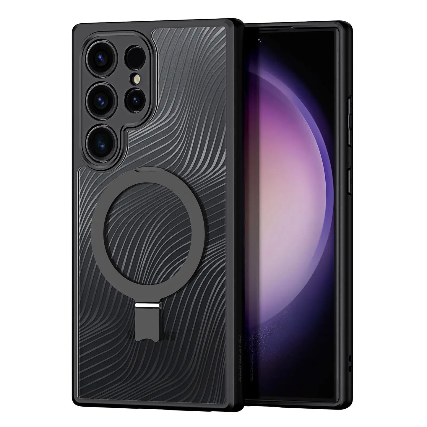 Case for Samsung Galaxy S24 Ultra Flowing Lines Design Strong Magnetic Compatible with Mag-Safe Comfortable Grip Phone Cover