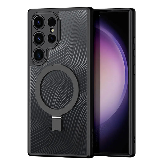 Case for Samsung Galaxy S24 Ultra Flowing Lines Design Strong Magnetic Compatible with Mag-Safe Comfortable Grip Phone Cover