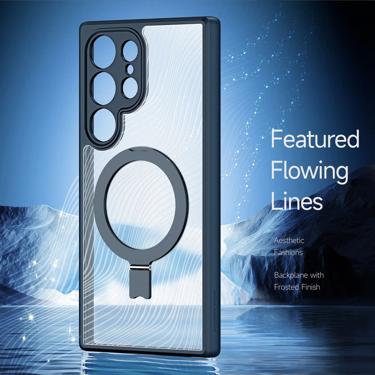 Case for Samsung Galaxy S24 Ultra Flowing Lines Design Strong Magnetic Compatible with Mag-Safe Comfortable Grip Phone Cover