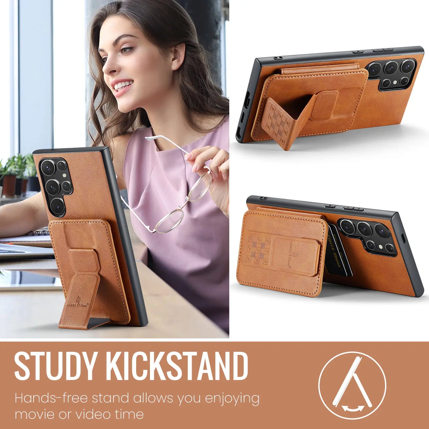 For Samsung Galaxy S24 S23 S22 Ultra Wallet Case with Card Holder, Study Kickstand & RFID Blocking, Durable Leather Phone Cover